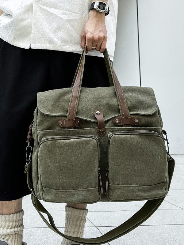 Men's Portable Business Computer Canvas With Crazy Men's Messenger Bag
