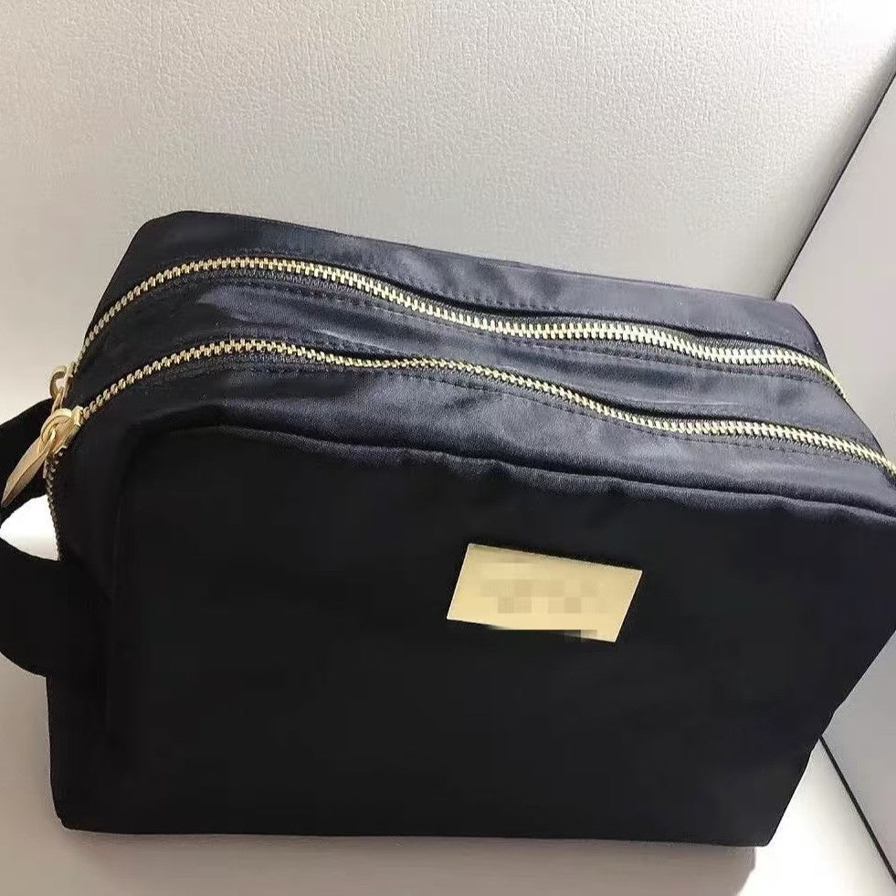 Home Classic Style Black Double Zipper Waterproof Large Capacity Cosmetic Bags