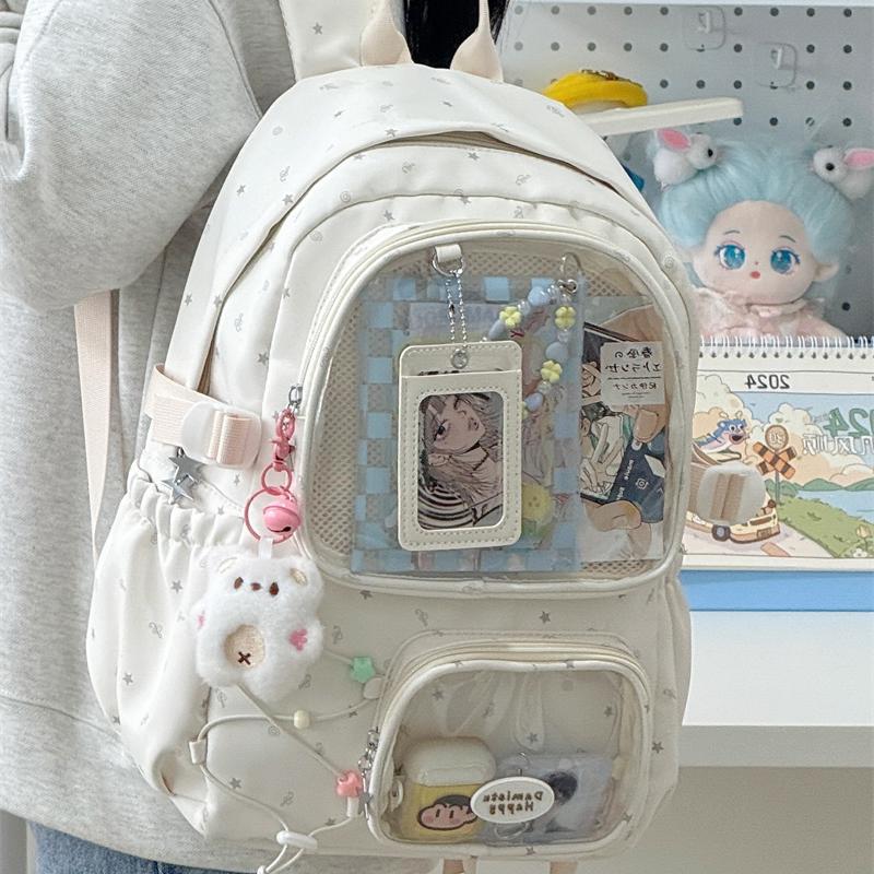 Good-looking Female Junior High Cute Style Transparent Bar Leisure Backpack