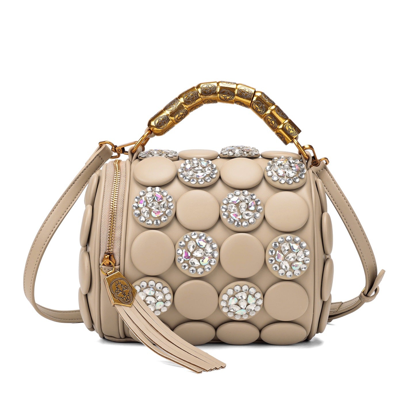 Women's High Quality Diamond Rivet Button Round Women's Handbag