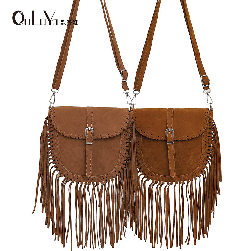 Women's Handmade Suede Saddle Retro Ethnic Style Women's Messenger Bag