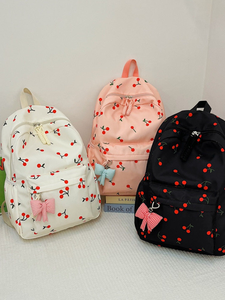 Fresh Cherry Printed Three-piece Set For Junior Handbags