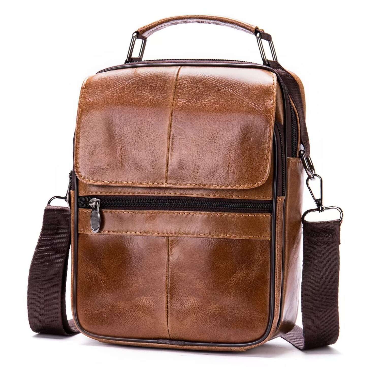 Men's Leather Fashion Business First Layer Cowhide Men's Messenger Bag