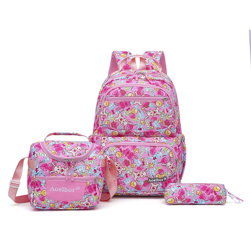 Three-piece Set Lunch Pencil Korean Cartoon Large Capacity Boys Leisure Backpack