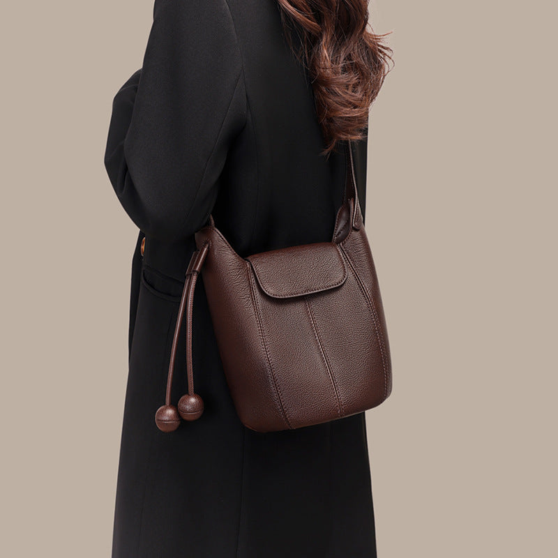 Women's Genuine Leather High Sense Retro Bucket Bags