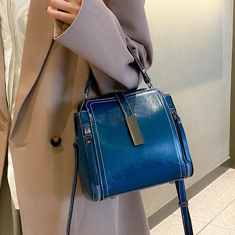 Women's Genuine Leather Fashion Portable Large Capacity Bucket Bags