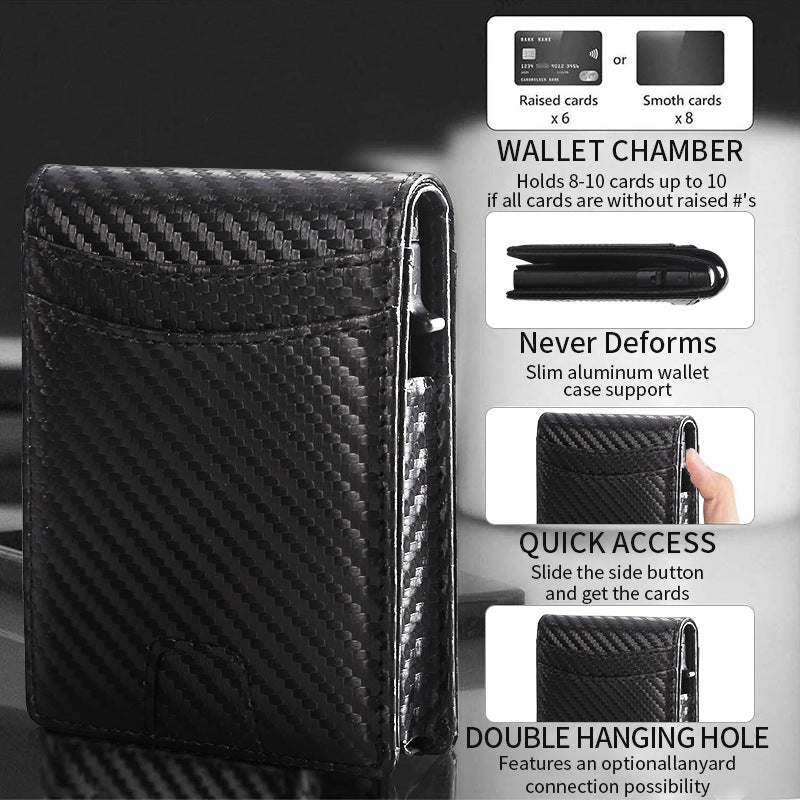 Men's Carbon Fiber Thin Automatic Pop-up Aluminum Card Pack Card Sleeve