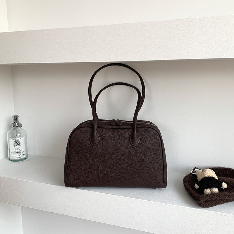 Women's First Layer Cowhide Boston Pillow Niche Handbags