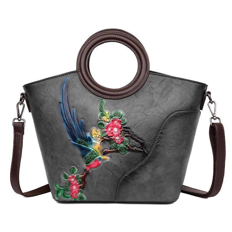 Women's Authentic Leather Tactile Feel Retro Embossed Women's Handbag