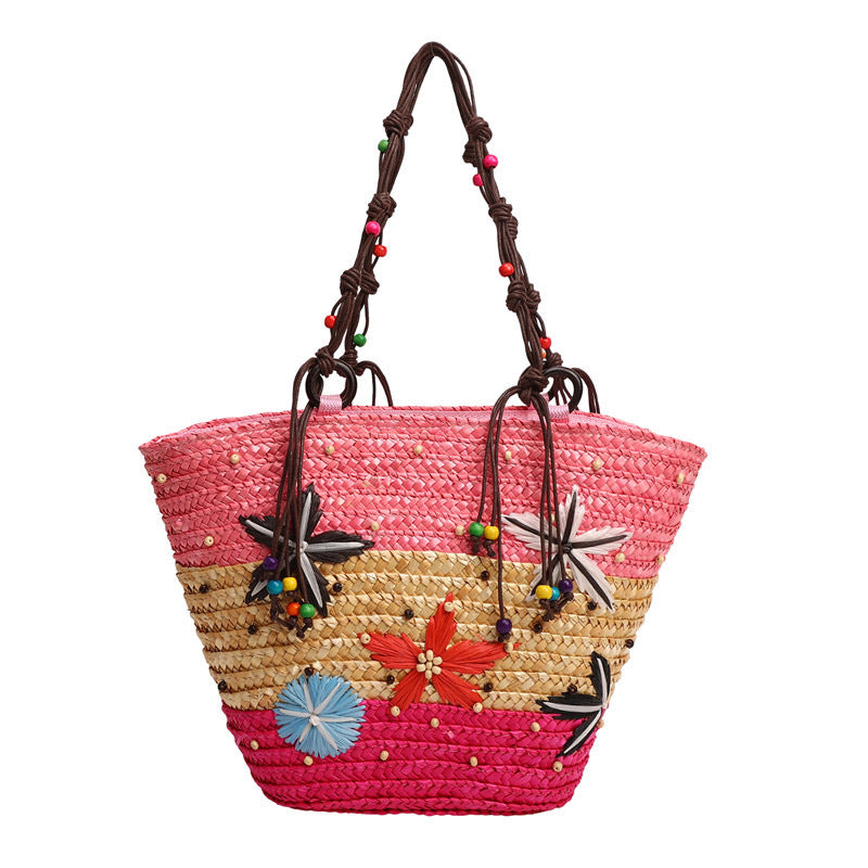 Women's Knitted Hand-woven Flower Beach Holiday Shell Women's Shoulder Bag