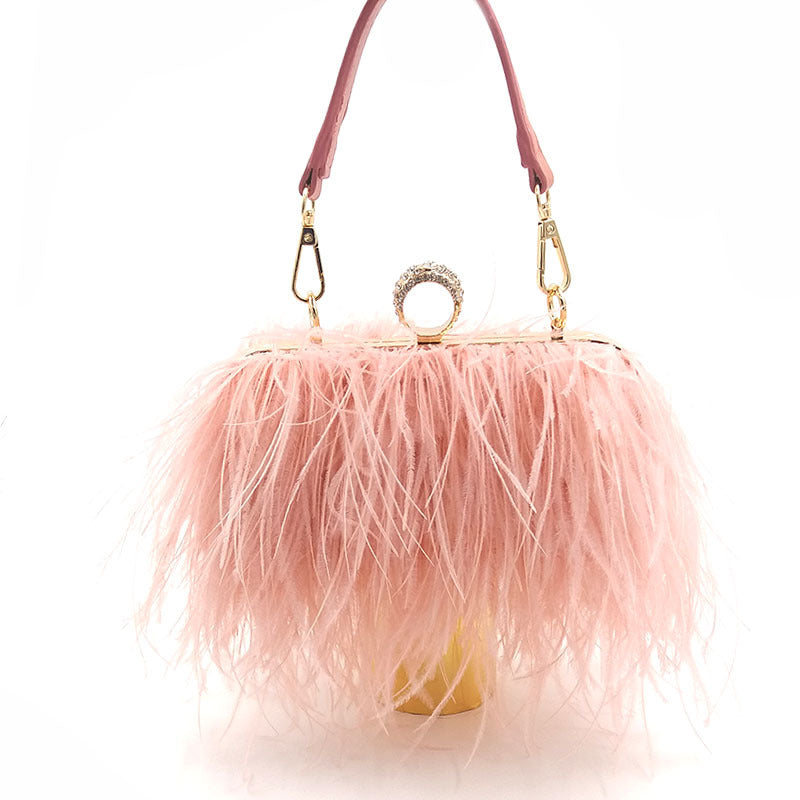 Fashion Tassel Ostrich Feather Dinner Catwalk Bags