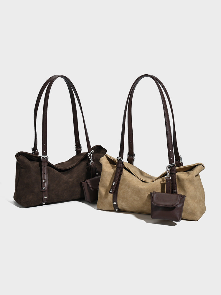 Women's Retro Suede Pillow Large Capacity Commuter Bags
