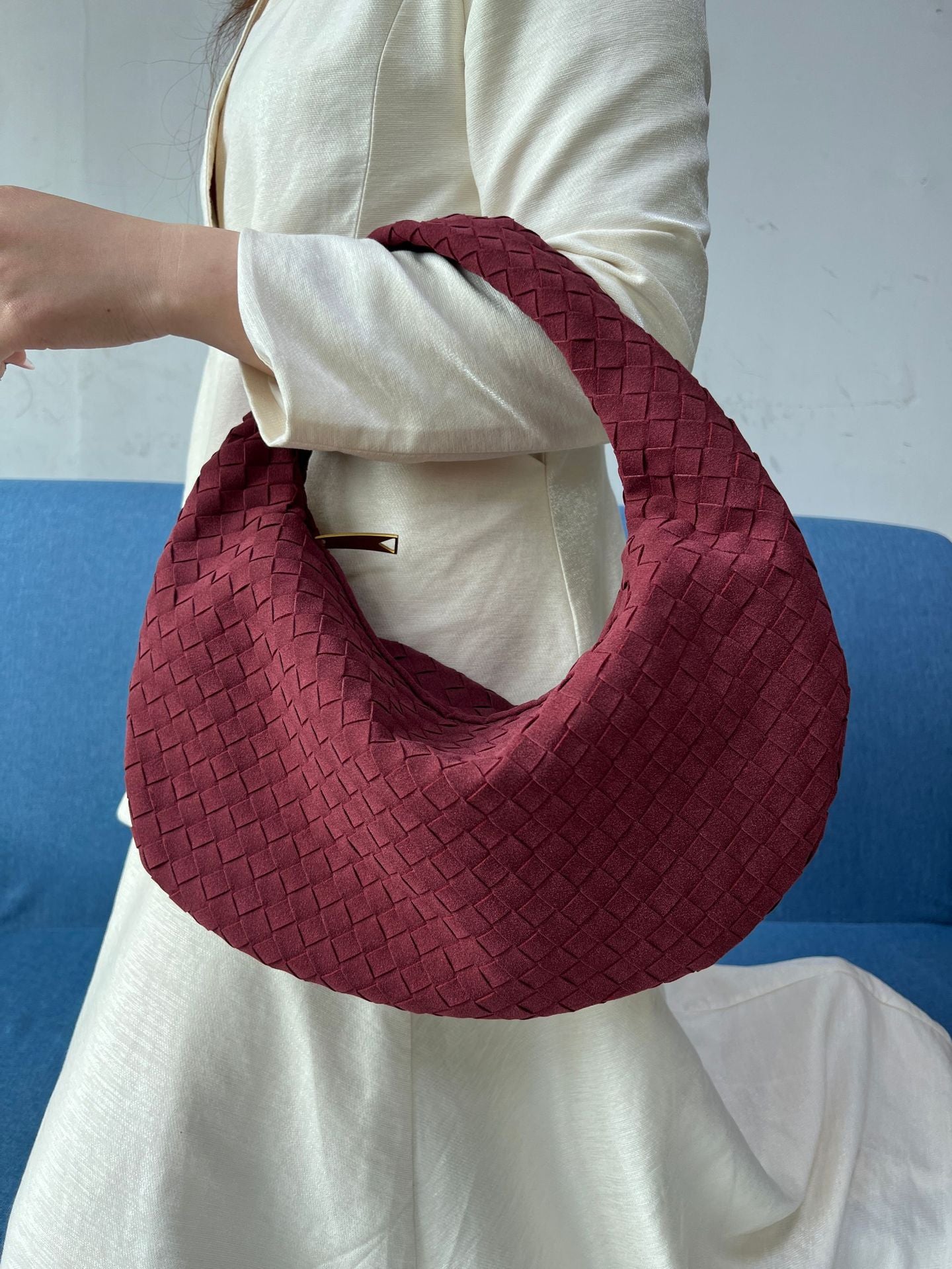 Large Frosted Woven Handmade Underarm Commute Shoulder Bags