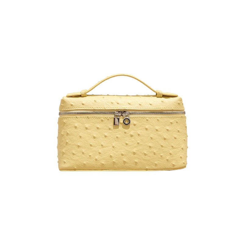 Women's Layer Cowhide Ostrich Grain Lunch Box Genuine Women's Messenger Bag