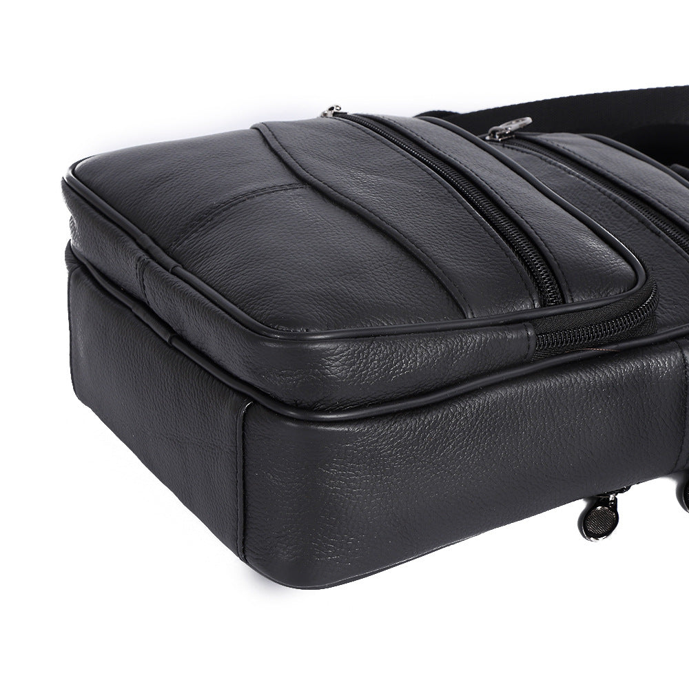 Men's Simple Business Leather First Layer Cowhide Fashion Trendy Men's Messenger Bag