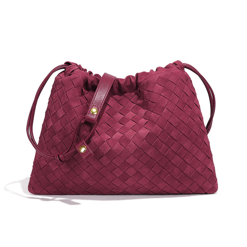 Women's Retro Hand-woven Pleated Drawstring Frosted Cloud Women's Messenger Bag