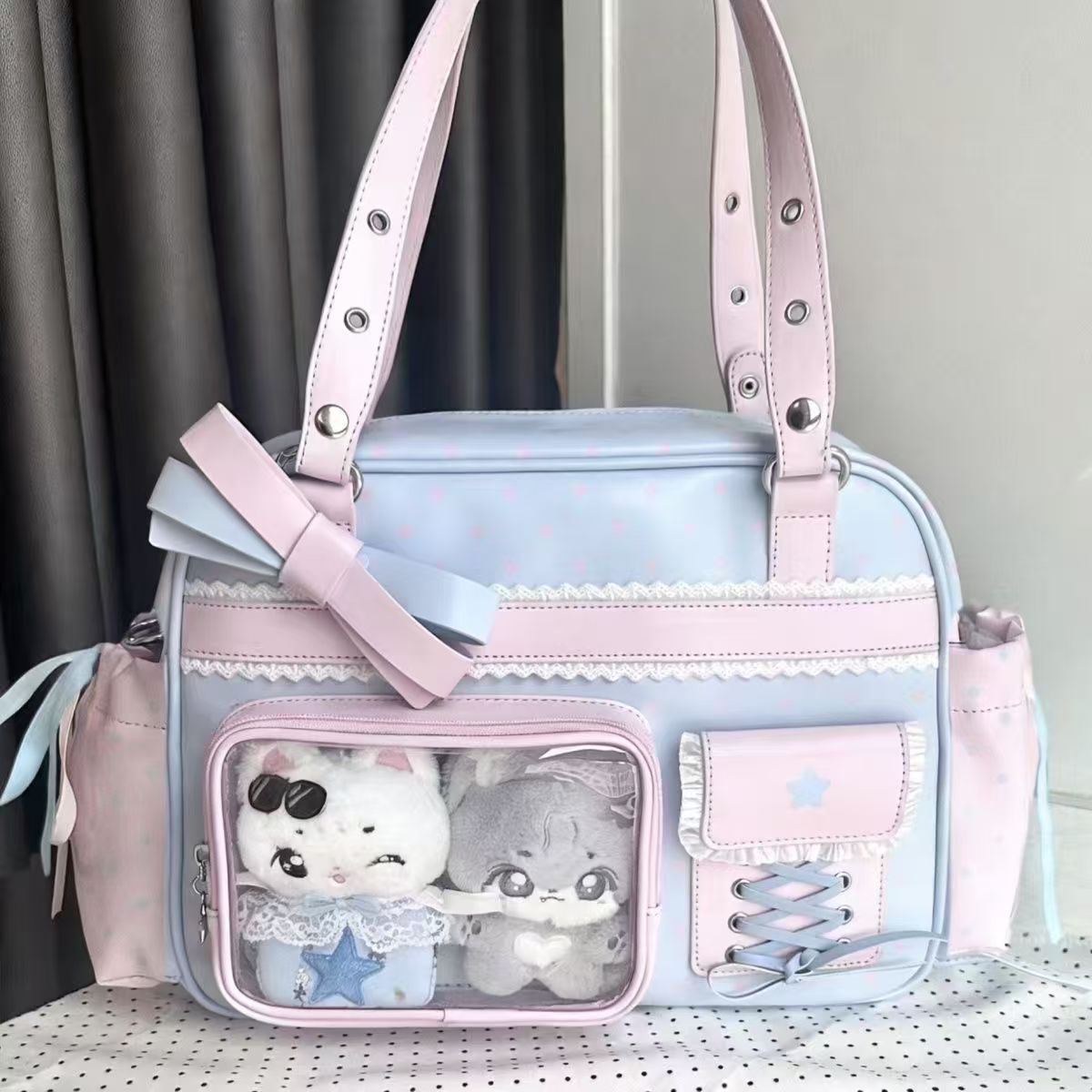 Hidden Light Cartoon Commuter Double Star Women's Backpack