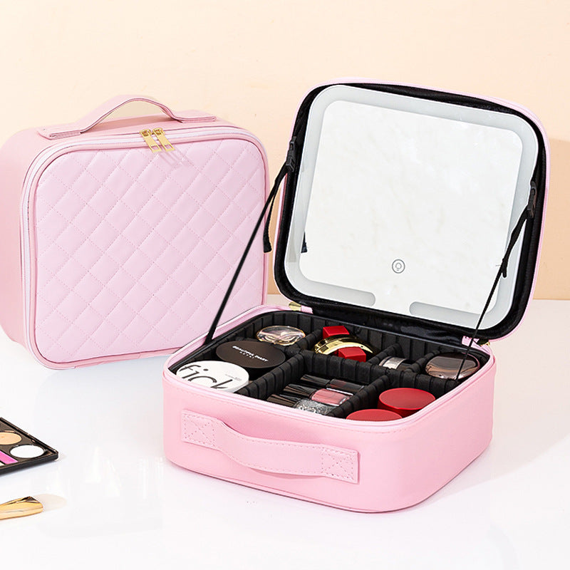 Box With Light Mirror Large Capacity High-grade Makeup Bag