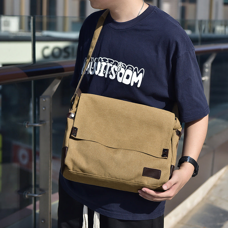Men's Simple Canvas Leisure Large Capacity Portable Men's Messenger Bag