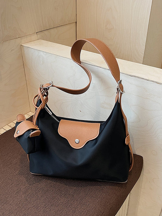 Nylon Cloth Underarm Commuter Color Contrast Bags