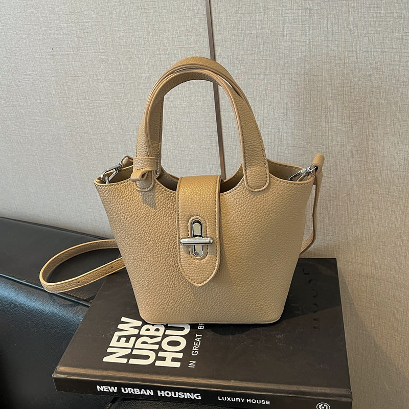 Niche Solid Color Design Advanced Sweet Western Style Trendy Bucket Bag