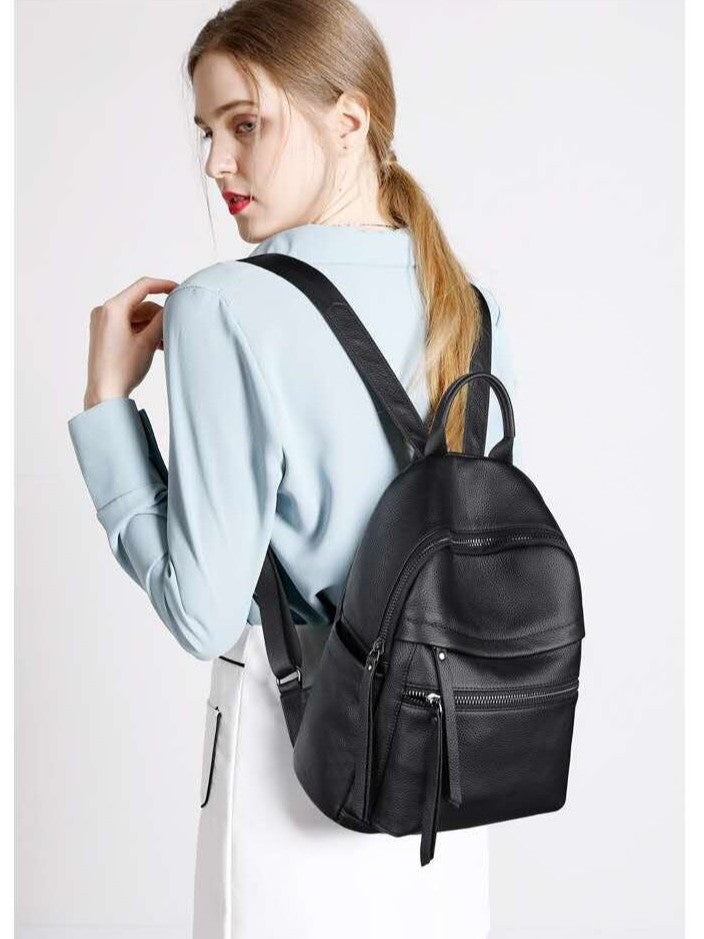 Women's Layer Leather Large Capacity Lychee Pattern Commute Backpacks
