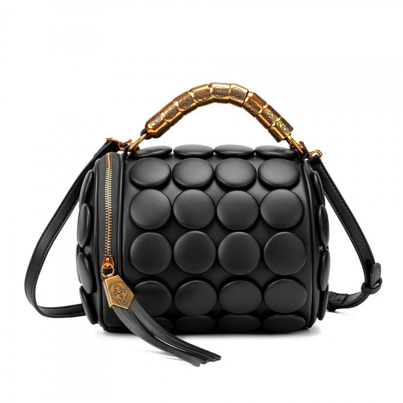 Women's Round Handmade Button Classic Pillow Women's Handbag