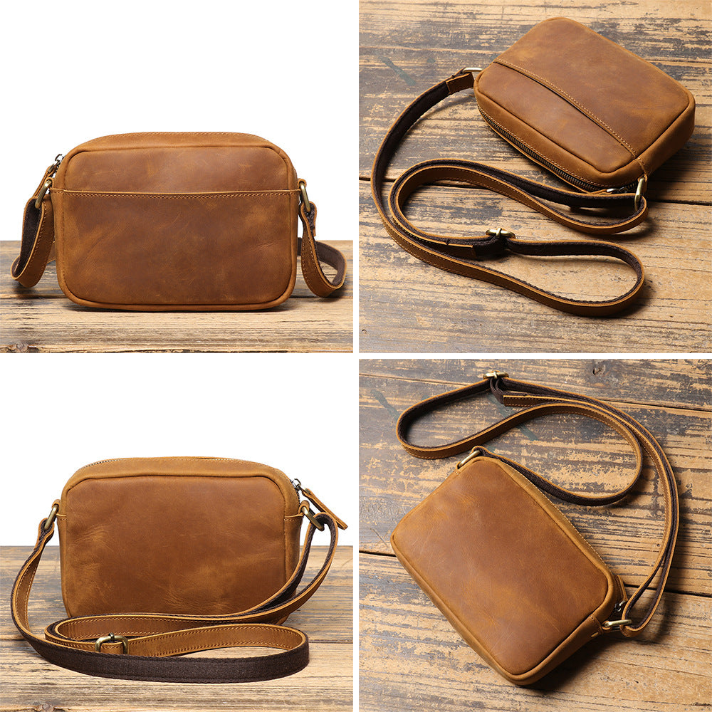 Men's Top Layer Cowhide Commuter Genuine Leather Clutch Bags
