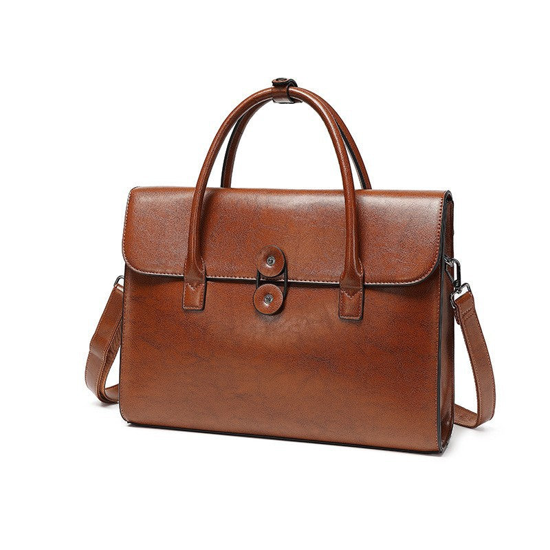 Women's Genuine Leather Computer Retro High-grade Light Luxury Business Portable Large Bags