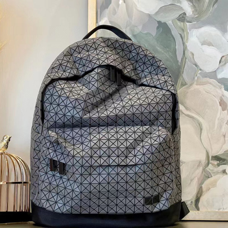 Version Geometric Diamond Pattern Large Capacity Silicone Women's Backpack
