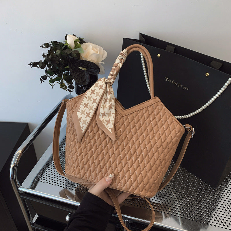 Women's Woven Pattern Mori Cute Trendy Design Bucket Bag