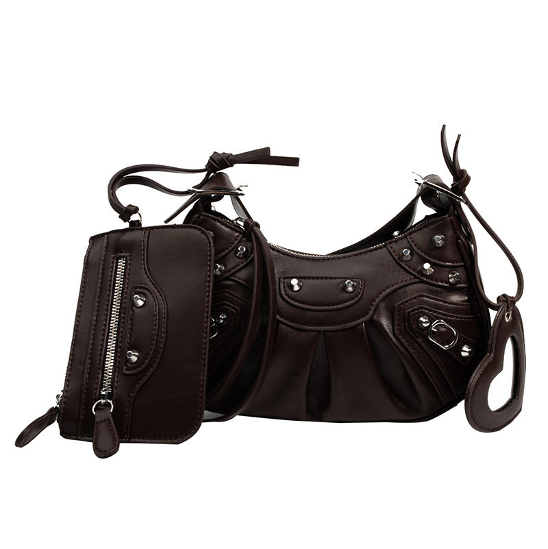 Classic Rivet Motorcycle Three-in-one January Underarm Women's Messenger Bag
