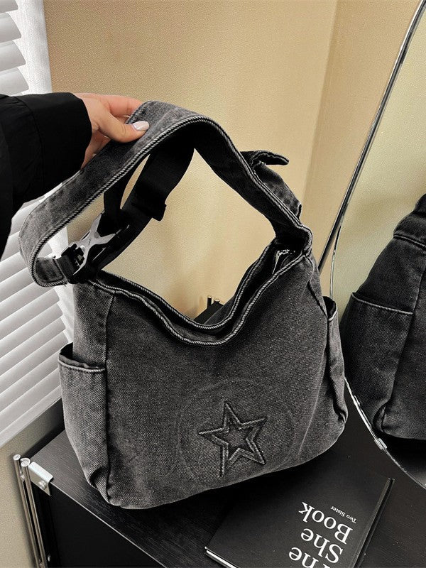 Slouchy Women's Fashion Versatile Washed-out Vintage Handbags
