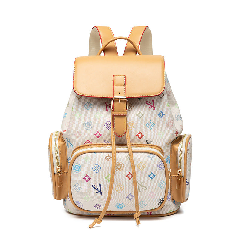 Women's Commuter Drawstring Leisure Printing Large Capacity Simple Computer Women's Backpack