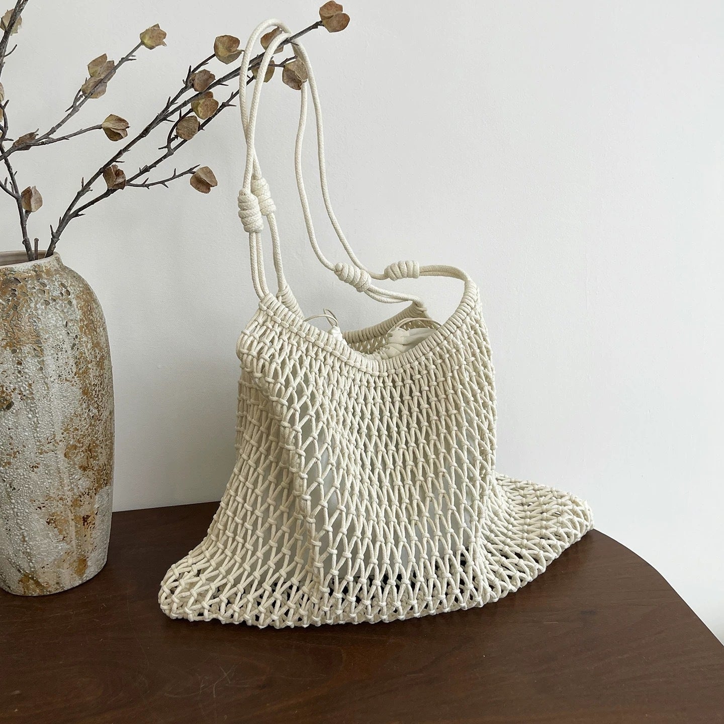 Women's Niche Lazy Large Capacity Handmade Vacation Weaving Style Tote Bag