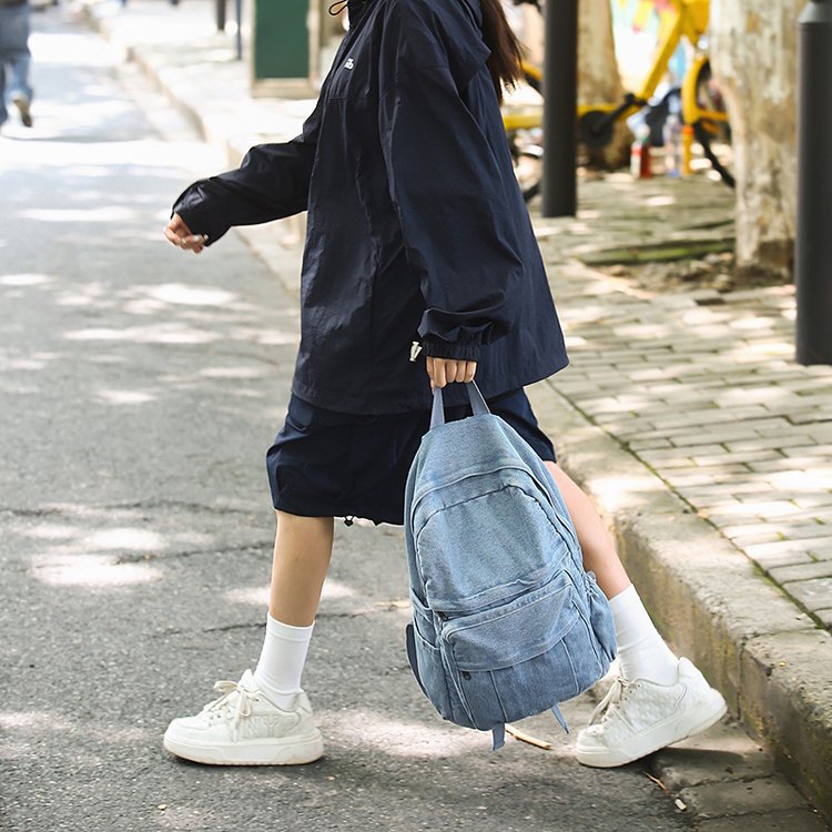 Washed Denim Relaxed For Going Out Women's Backpack