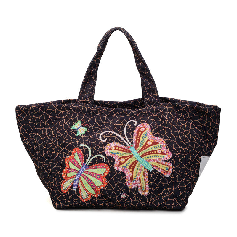 Embroidered Nylon Portable Large Capacity Shopping Versatile Tote Bag
