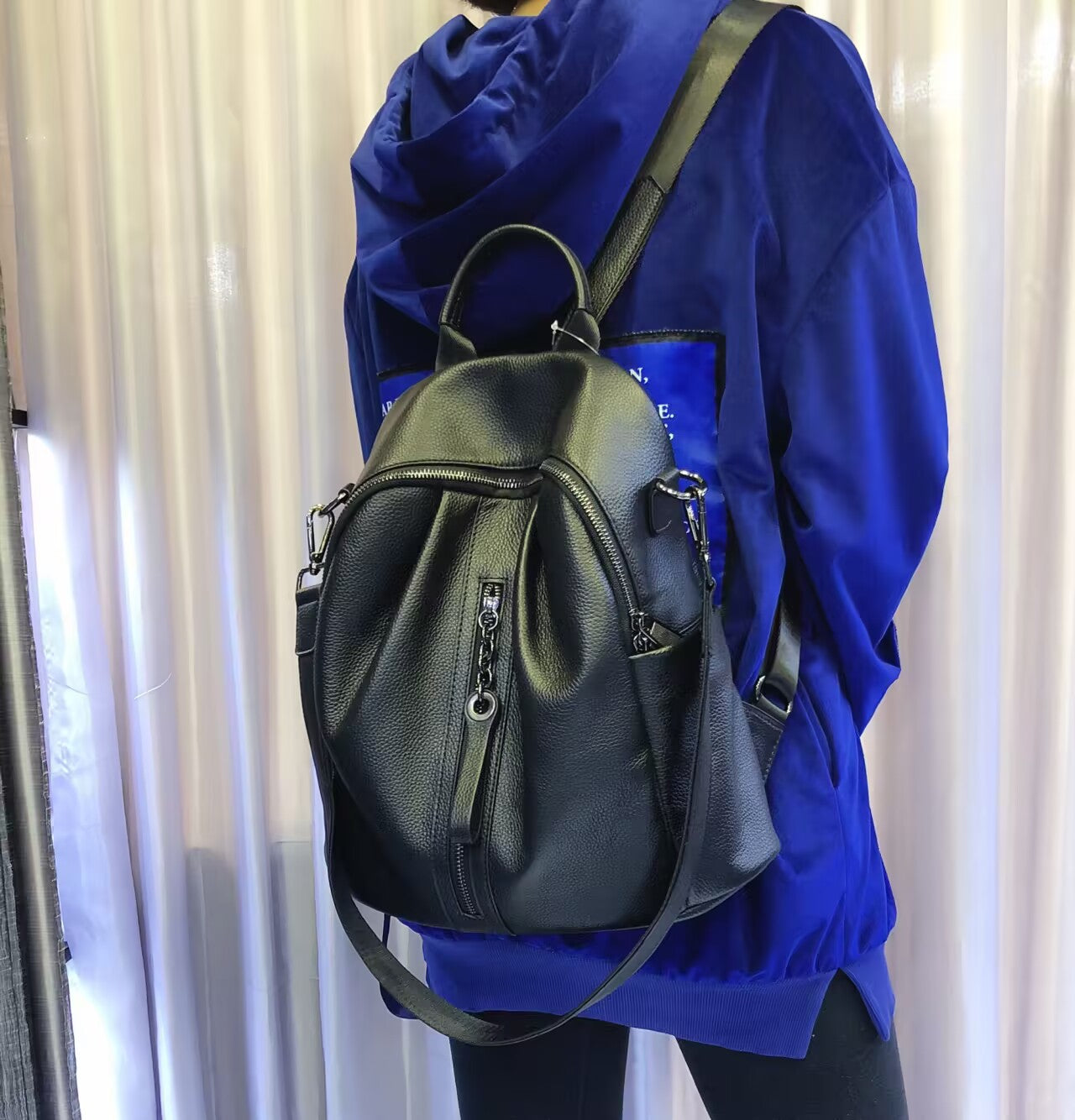 Women's Versatile Fashion Texture Genuine Leather Soft Women's Backpack