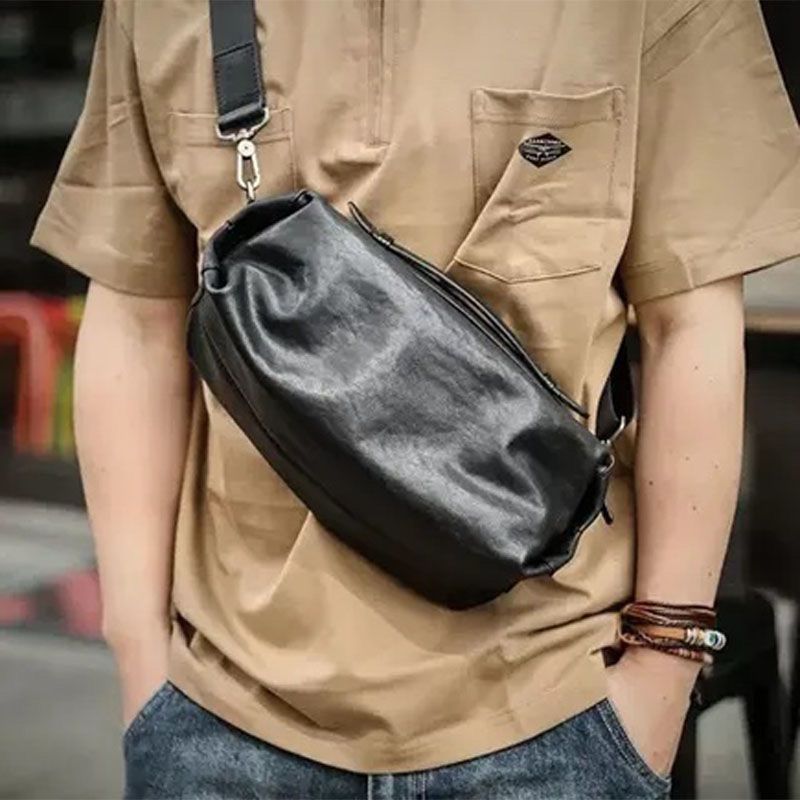 Men's Commuter Layer Leather Tip Large Capacity Leisure Backpack