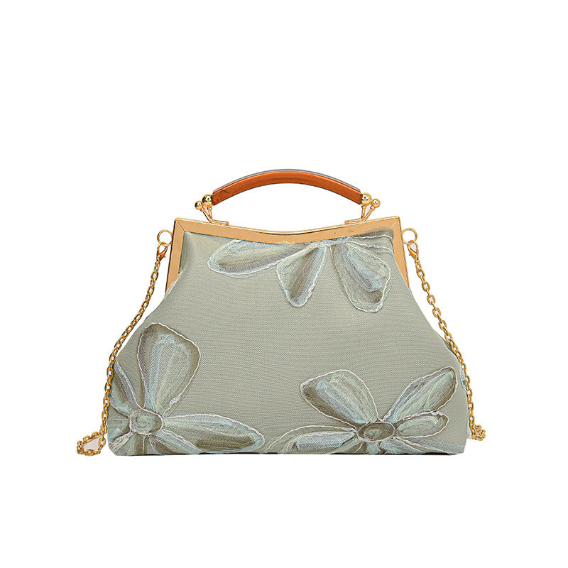Women's Embroidered Chinese Style Retro Dinner Flower Portable Shell Coin Purses