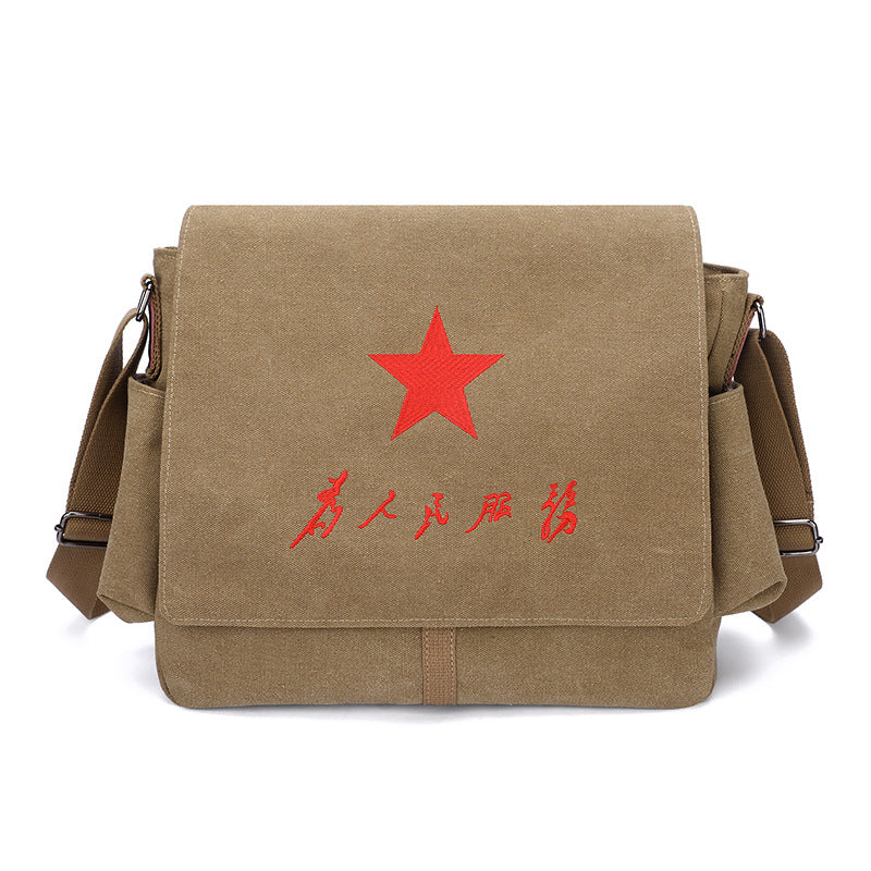 Men's People Retro Large Capacity Practical Red Star Shoulder Bags