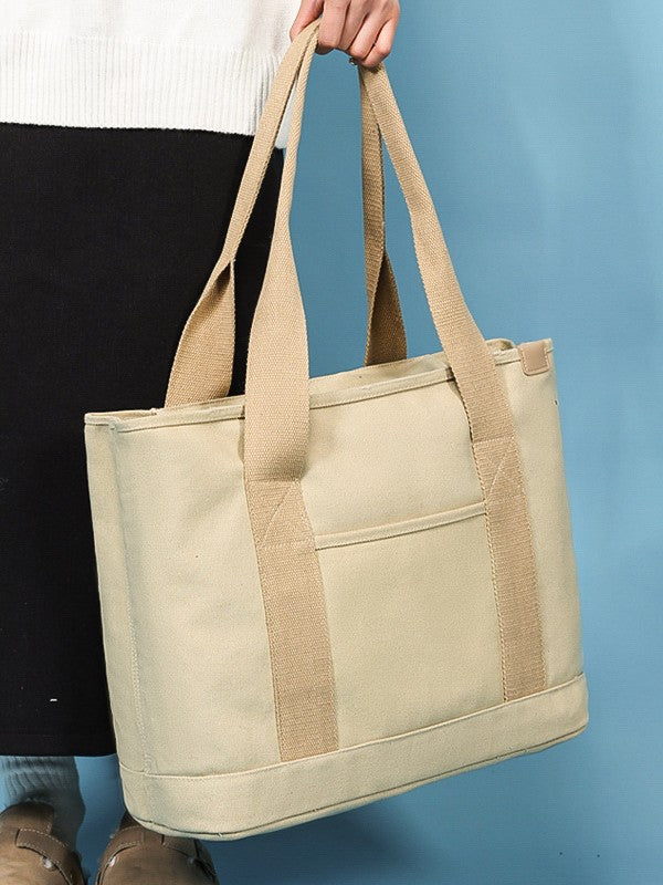 Book Holding Canvas Female Large Capacity Commuter Simple Solid Tote Bag