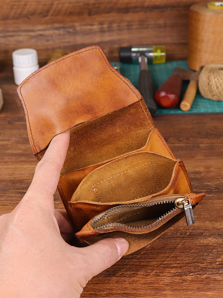Distressed Style Washed First Layer Vegetable Tanning Card Holder