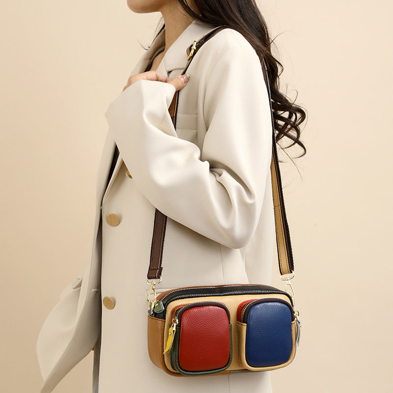 Women's Leather Colorful Top Layer Cowhide Women's Messenger Bag