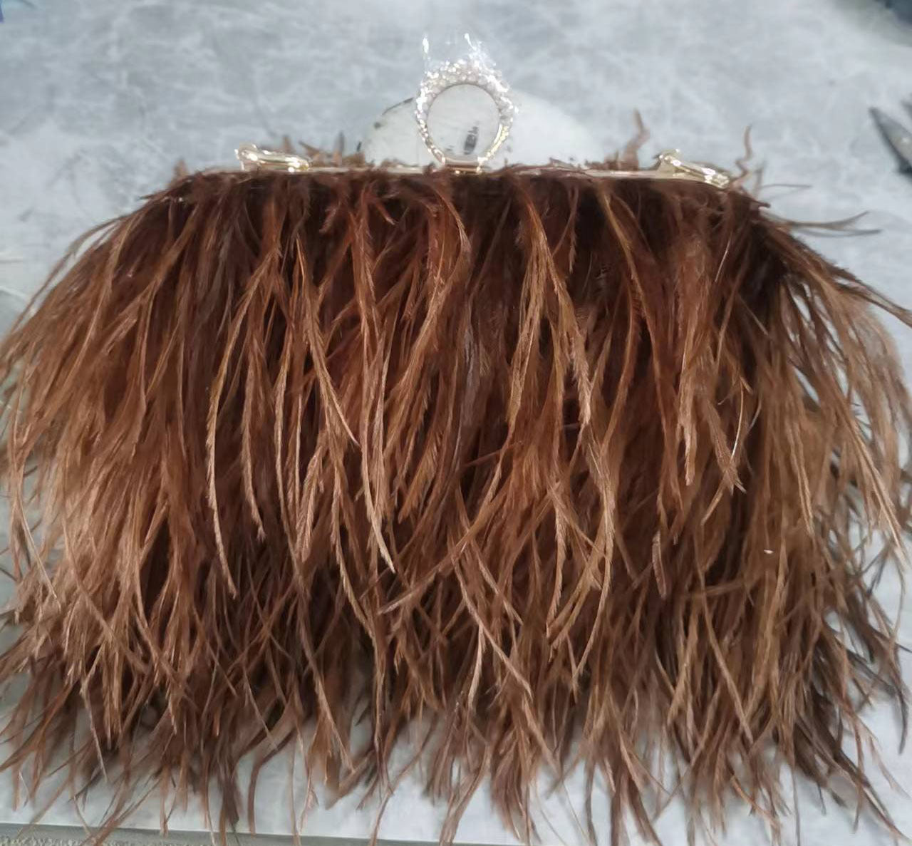 Fashion Tassel Ostrich Feather Dinner Catwalk Bags