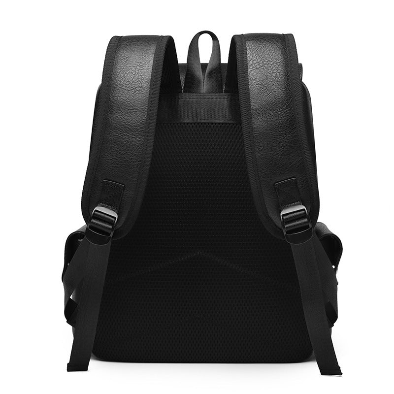 Men's Large Capacity Soft Leather Unisex Fashion College Leisure Backpack