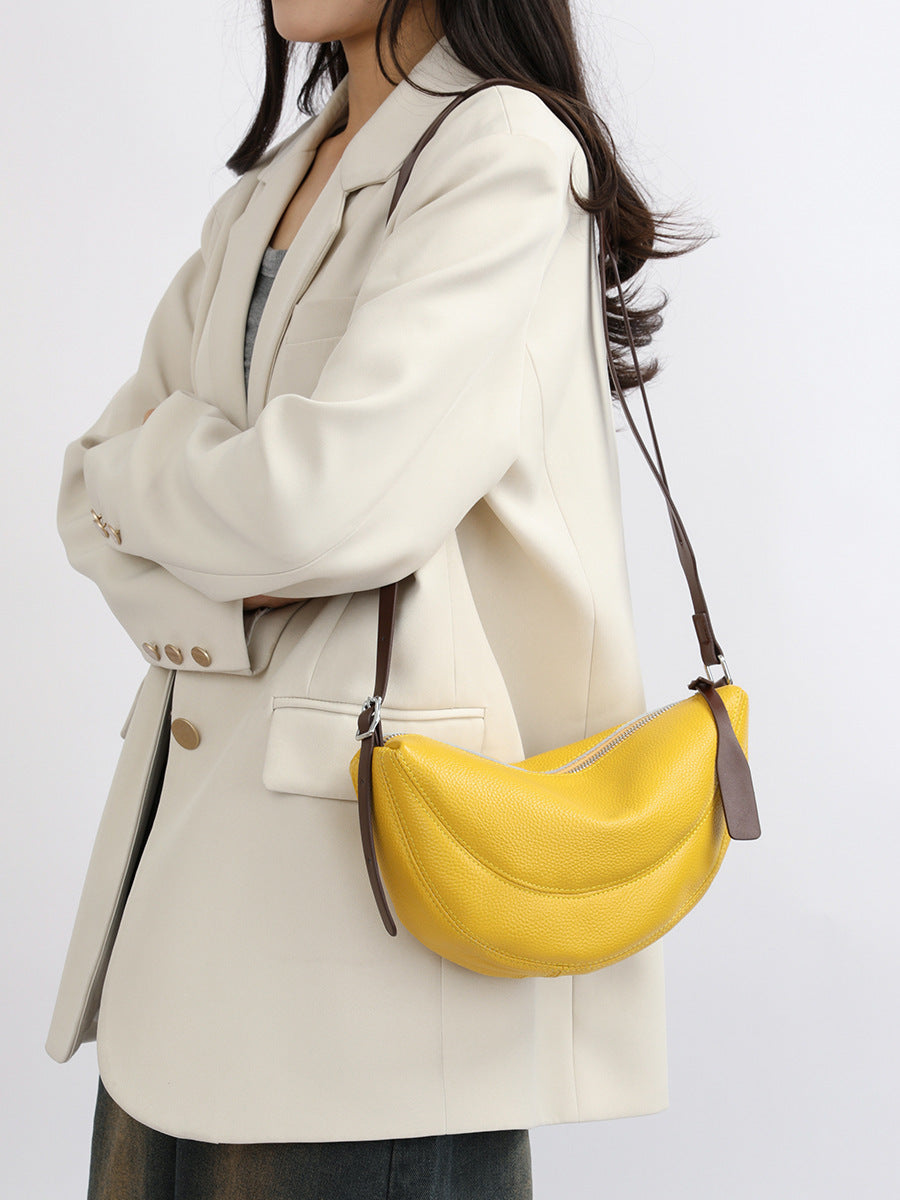 Women's First Layer Cowhide Commuter High-grade Soft Leather Horn Women's Shoulder Bag