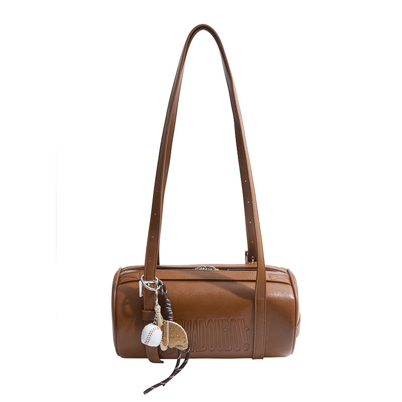 Women's Retro Texture Portable Soft Leather Round Bucket Bag
