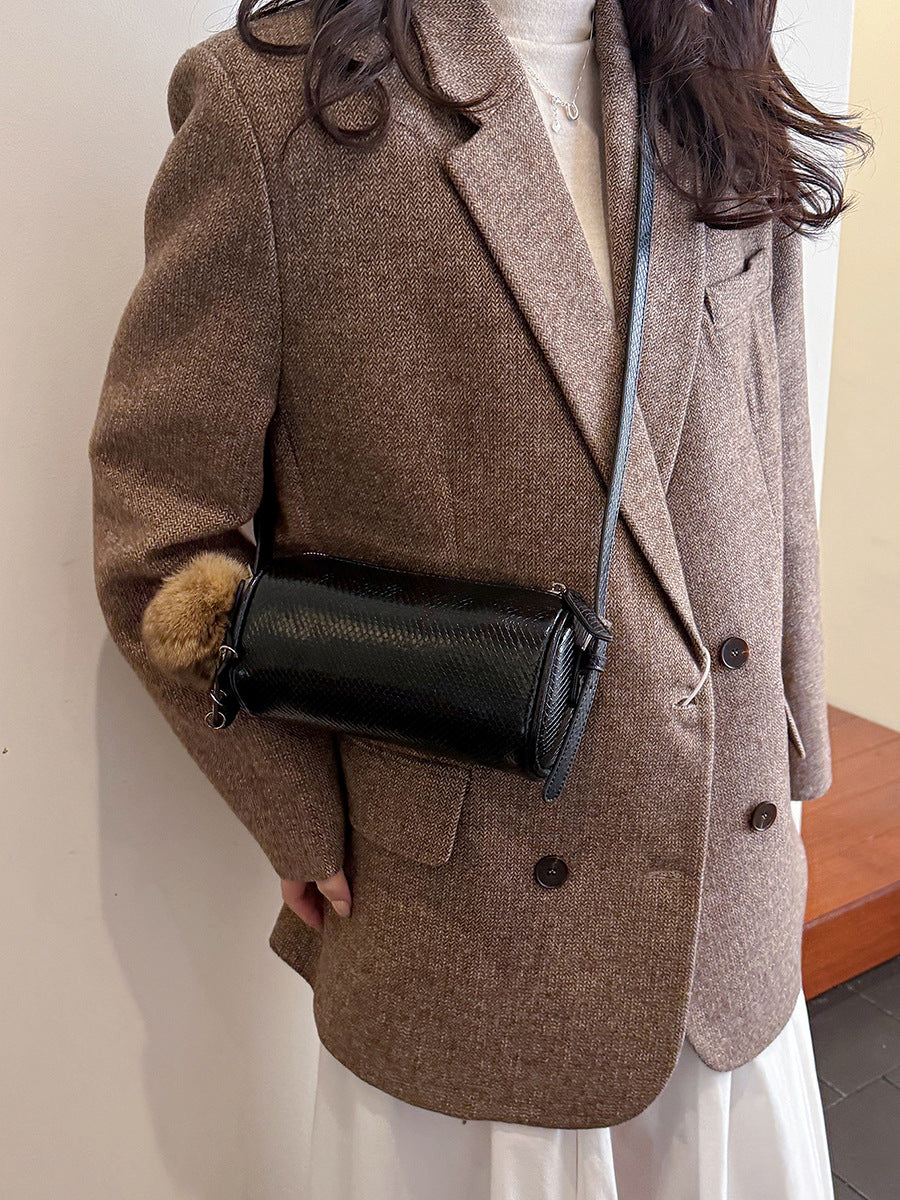 Boston Round High-grade Litchi Pattern Simple Bags