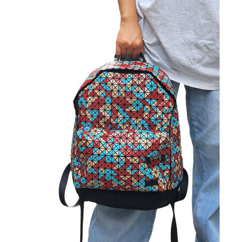 Women's Original Geometric Rhombus Silicone Checked Computer Color Matching Bags